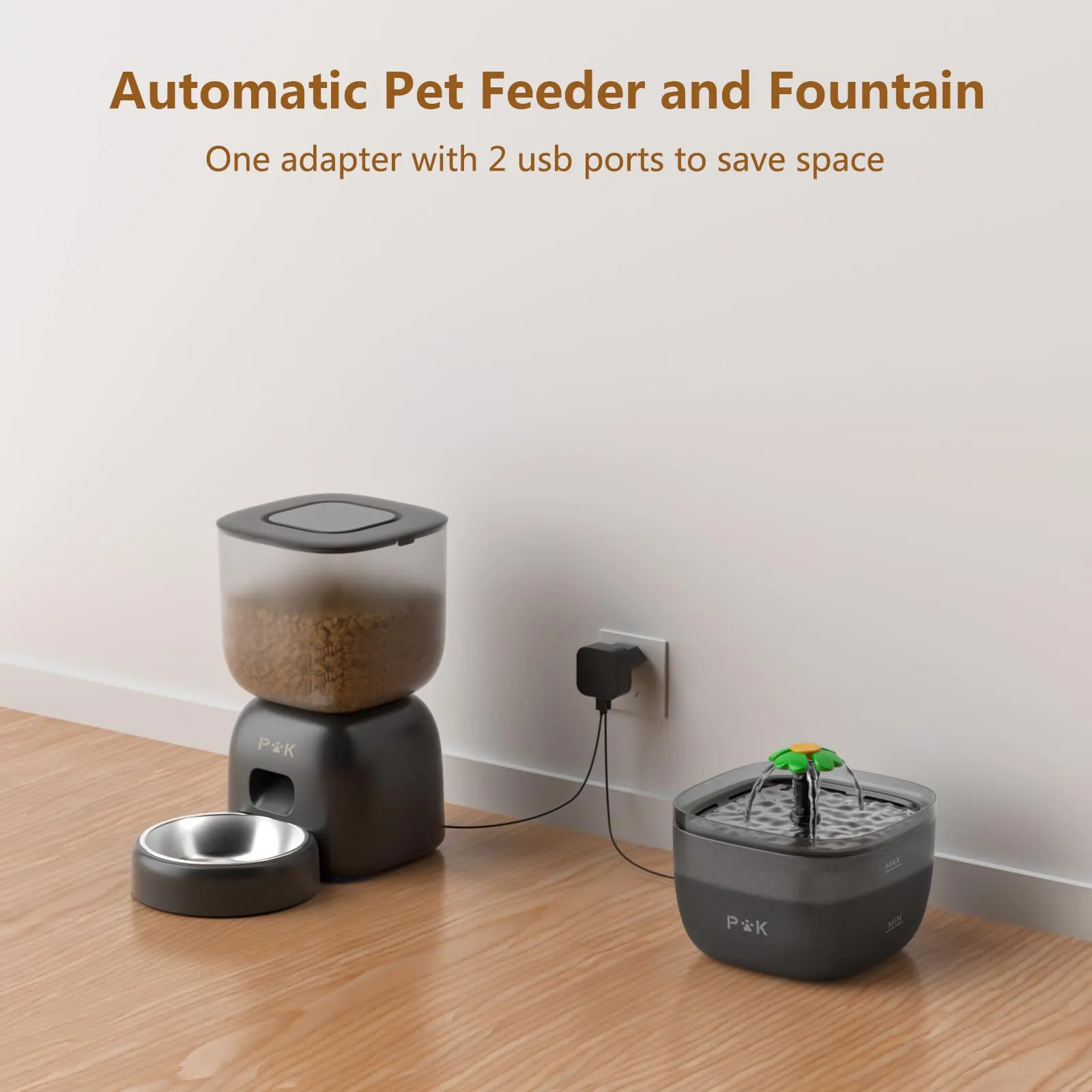 Distributore Automatico Cibo Gatti e Fontanella per Gatti Combo, Durata Della Batteria Fino a 180 Giorni, Registrazione 10S, 1-4 Pasti al Giorno, 3L Dispenser Crocchette Gatto e 2L Fontana - immagine 5