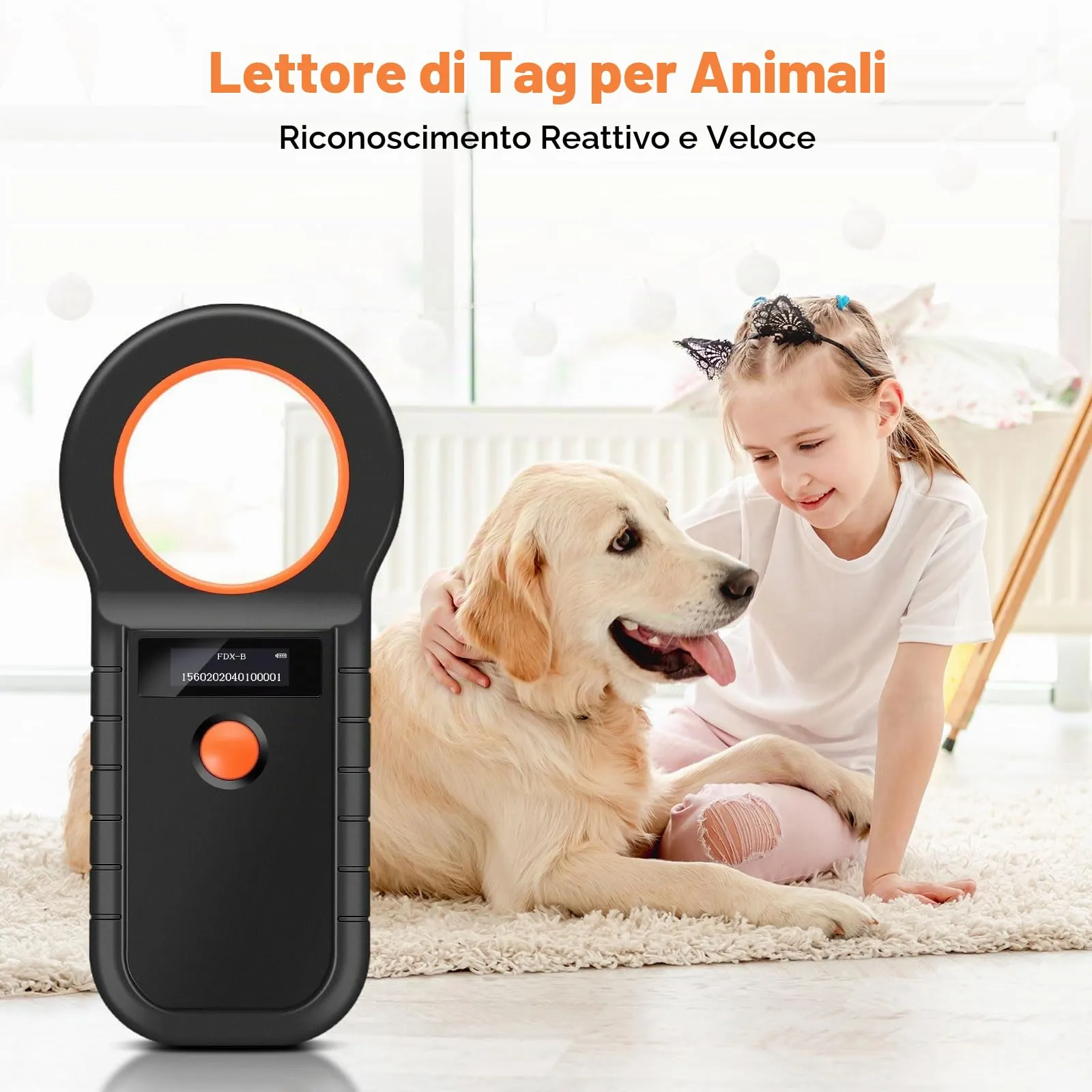 Pixelure Scanner di Microchip per Animali Domestici, Lettore di Chip OLED per Cani/Gatti, Lettore di Chip per Animali Domestici USB Ricaricabile per EMID/FDX-B (ISO 11784/11785) (USB) - immagine 3