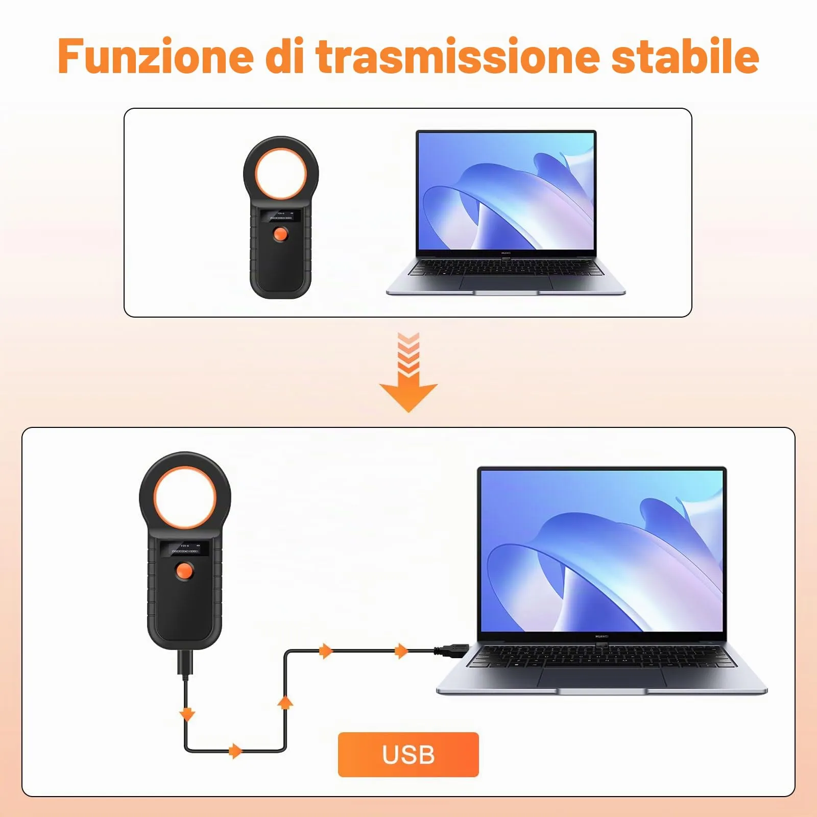 Pixelure Scanner di Microchip per Animali Domestici, Lettore di Chip OLED per Cani/Gatti, Lettore di Chip per Animali Domestici USB Ricaricabile per EMID/FDX-B (ISO 11784/11785) (USB) - immagine 6
