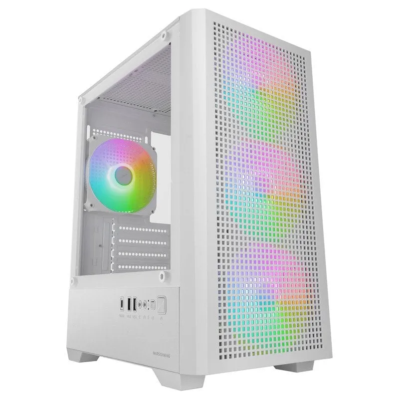 Case Gaming Mars Gaming MC-VECTOR Micro-ATX Mini-ITX 4x 120mm ARGB Vetro Temperato Bianco - immagine 1