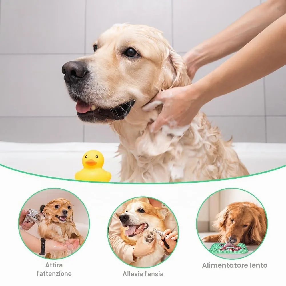 HOTUT Tappetino da Leccare per Cani e Gatti,2 Pezzi Cane Pad Leccare con Spatola e Spazzola,Senza BPA Lick Mat per Cani con Ventosa per Bagno Toelettatura,Alleviare L'ansia - immagine 4