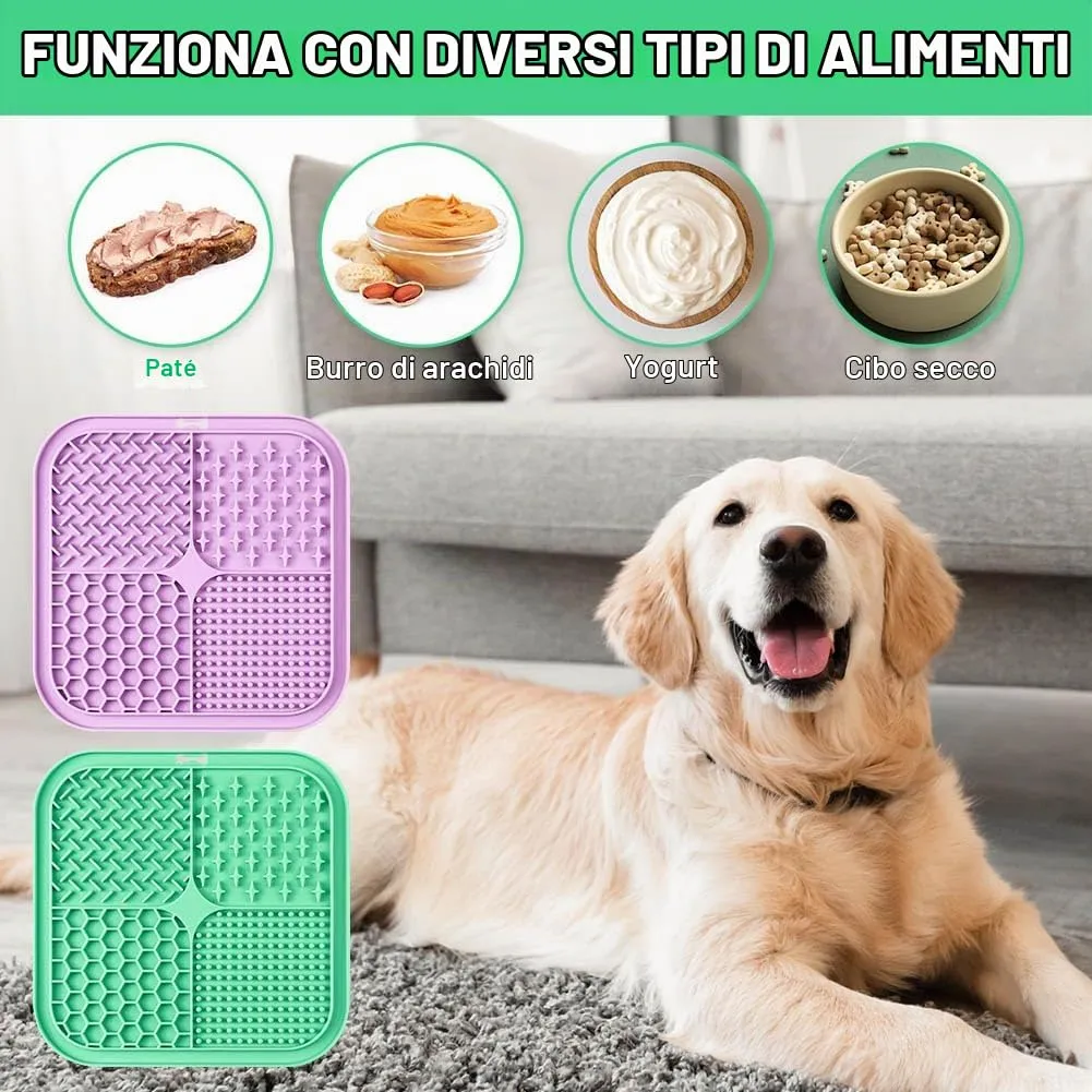 HOTUT Tappetino da Leccare per Cani e Gatti,2 Pezzi Cane Pad Leccare con Spatola e Spazzola,Senza BPA Lick Mat per Cani con Ventosa per Bagno Toelettatura,Alleviare L'ansia - immagine 5