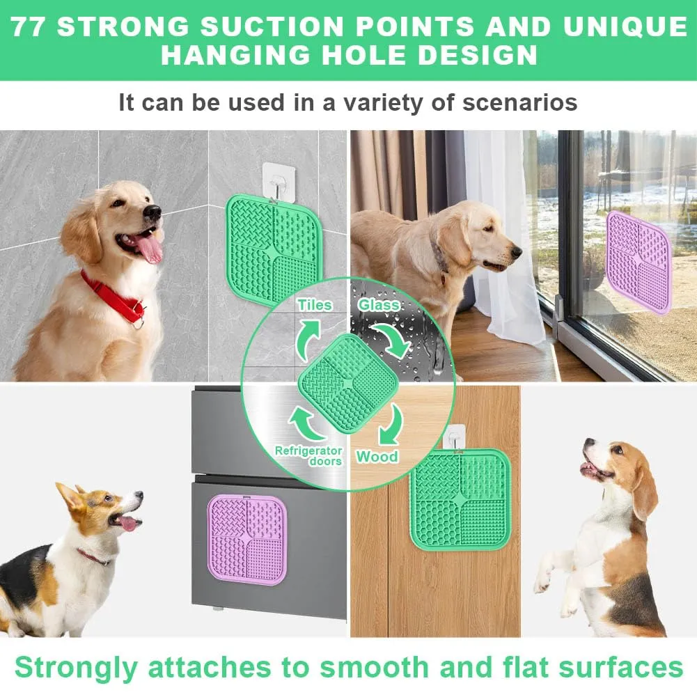 HOTUT Tappetino da Leccare per Cani e Gatti,2 Pezzi Cane Pad Leccare con Spatola e Spazzola,Senza BPA Lick Mat per Cani con Ventosa per Bagno Toelettatura,Alleviare L'ansia - immagine 6