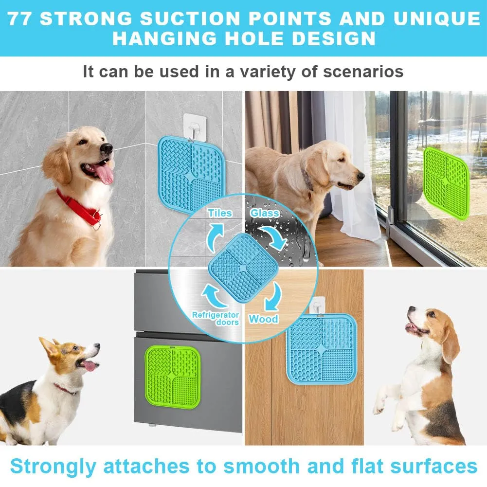 HOTUT Tappetino da Leccare per Cani e Gatti,2 Pezzi Cane Pad Leccare con Spatola e Spazzola,Senza BPA Lick Mat per Cani con Ventosa per Bagno Toelettatura,Alleviare L'ansia - immagine 6