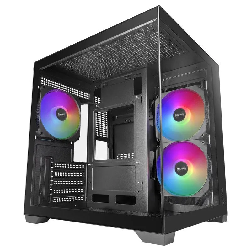 Case MicroATX Mars Gaming MC-VIEW3 Vetro Temperato ARGB 3x120mm Nero - immagine 1