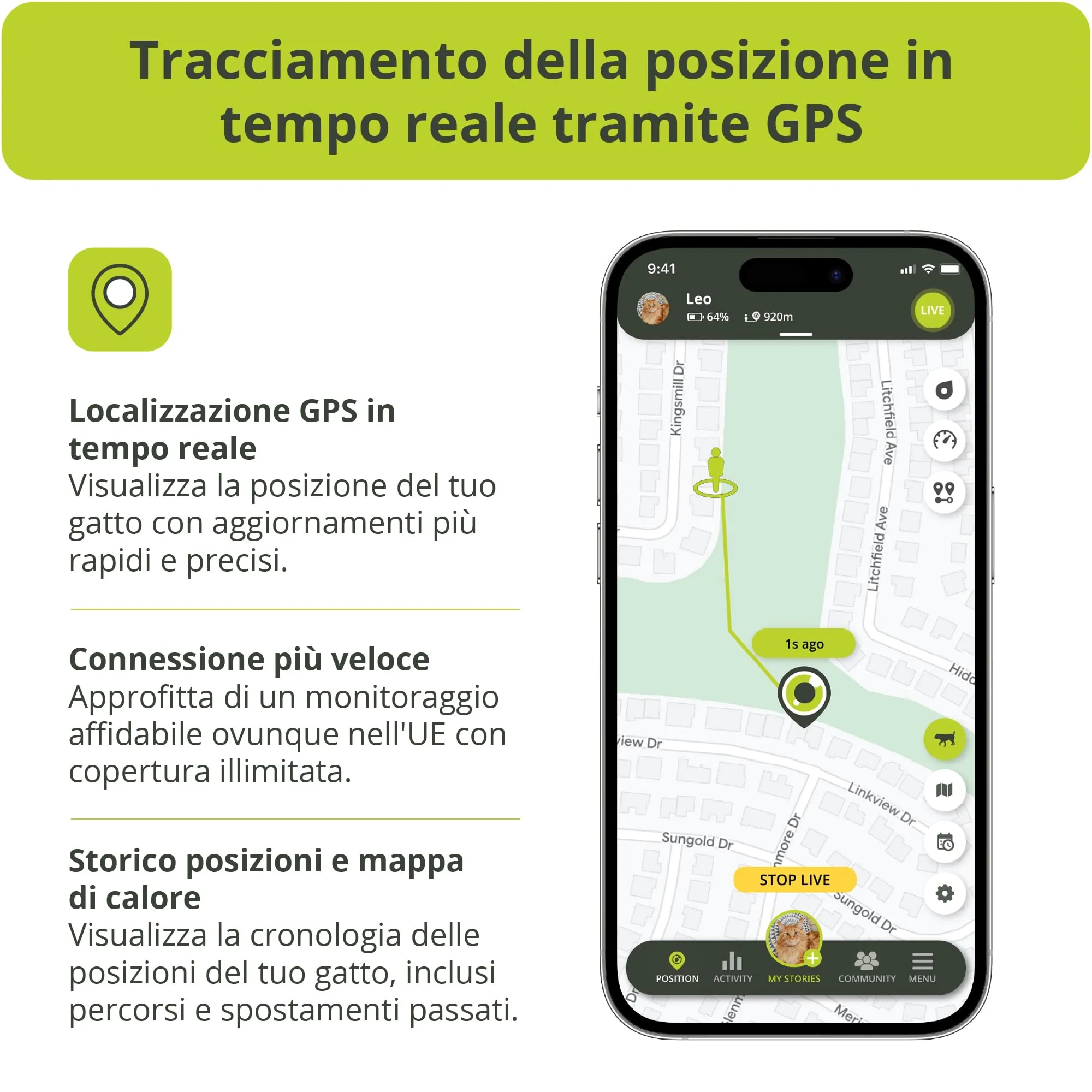 Kippy Cat V2 - Collare GPS per Gatti - Localizzatore e Tracker di Salute e Attività con Sistema Antistrozzo - Crea Confini Virtuali - immagine 3