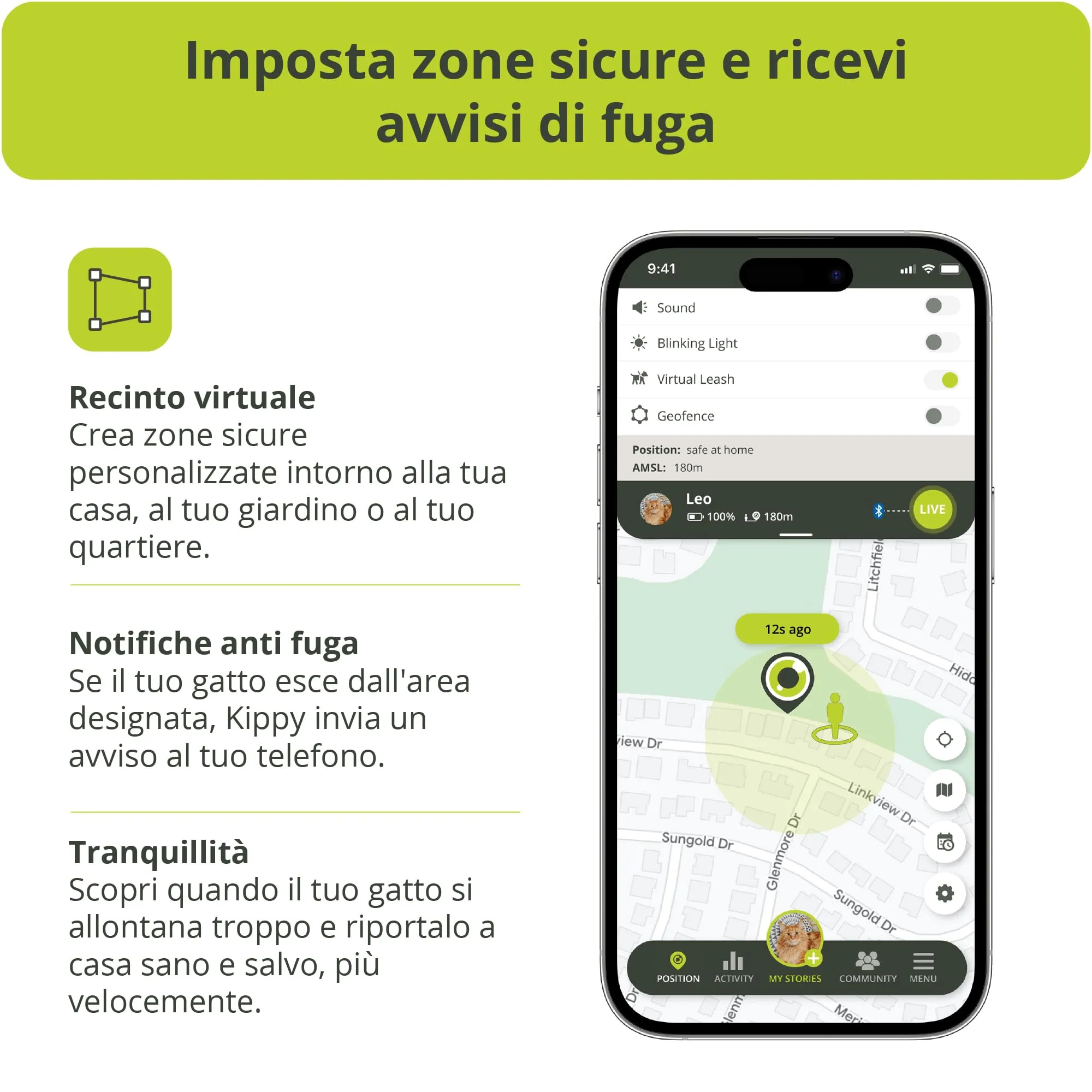 Kippy Cat V2 - Collare GPS per Gatti - Localizzatore e Tracker di Salute e Attività con Sistema Antistrozzo - Crea Confini Virtuali - immagine 5