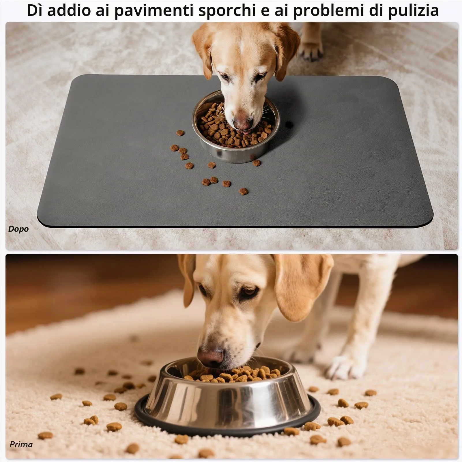 Tappetino Ciotola Cane,Super Assorbenti Tappetino Sottociotola Per Cani,Facile da Pulire Antiscivolo Tappetino Ciotole Gatto (Grigio scuro, 43x80cm) - immagine 4