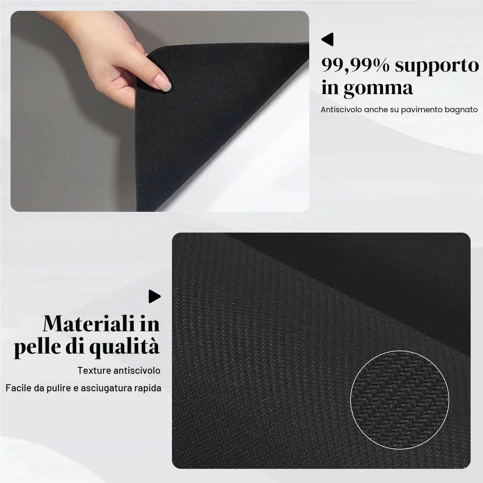 Tappetino Ciotola Cane,Super Assorbenti Tappetino Sottociotola Per Cani,Facile da Pulire Antiscivolo Tappetino Ciotole Gatto (Grigio, 30x50cm) - immagine 3