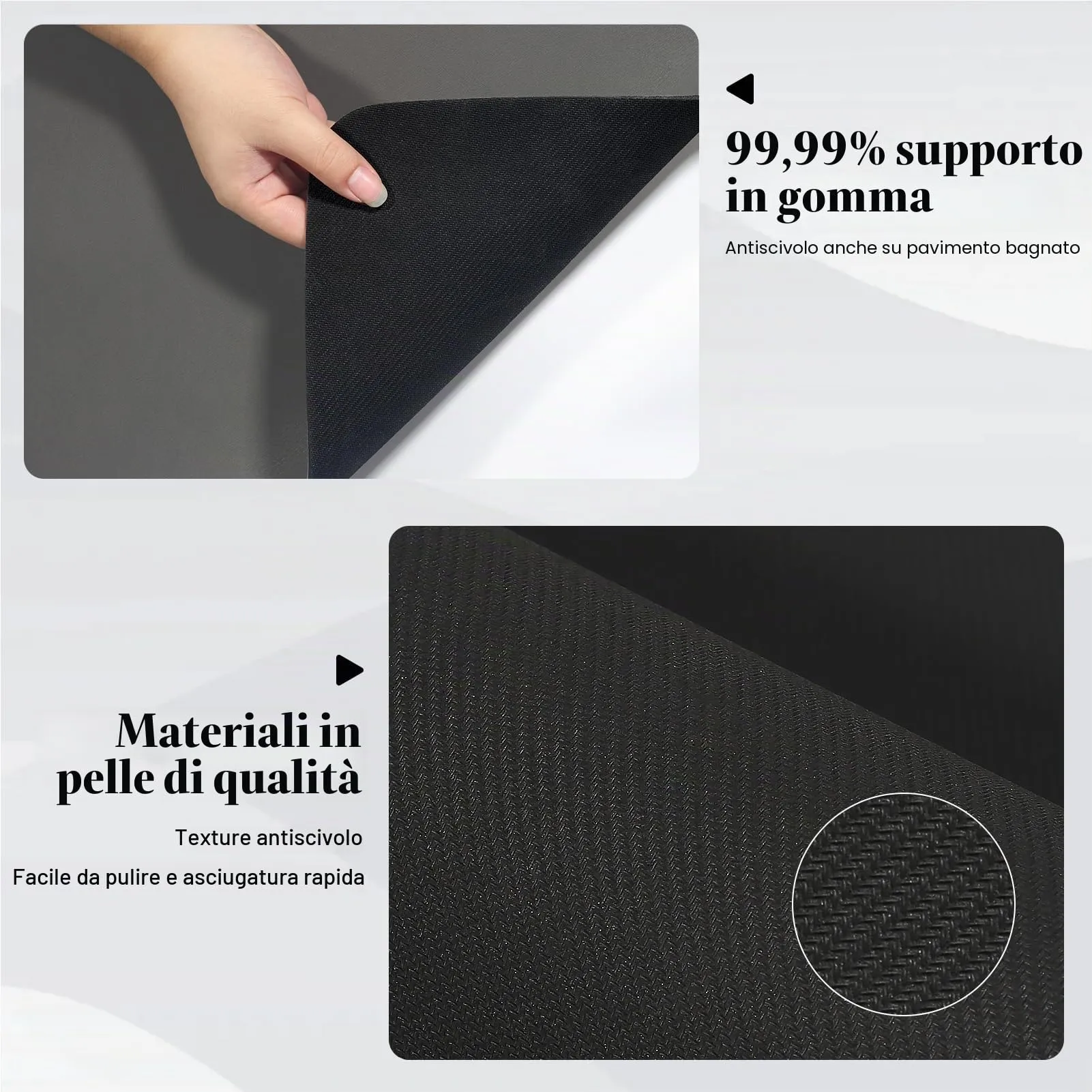 Tappetino Ciotola Cane,Super Assorbenti Tappetino Sottociotola Per Cani,Facile da Pulire Antiscivolo Tappetino Ciotole Gatto (Grigio scuro, 40x60cm) - immagine 3