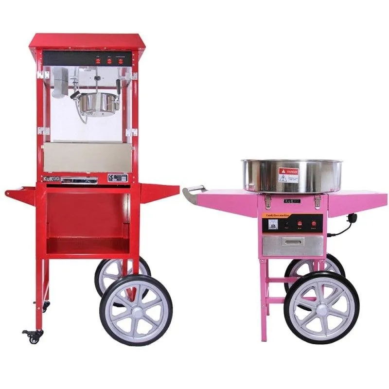 Macchina per Popcorn MonsterShop Kukoo con Carrello e Zucchero Filato Professionale - immagine 1