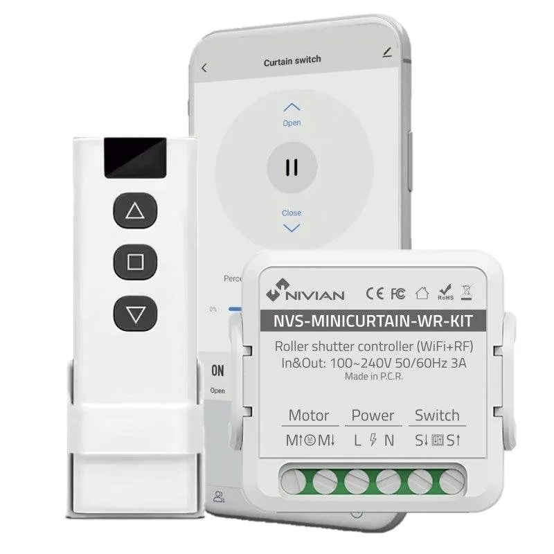 Hub domotico Nivian Mini Curtain Switch Wifi Controllo vocale Alexa Google RF - immagine 1