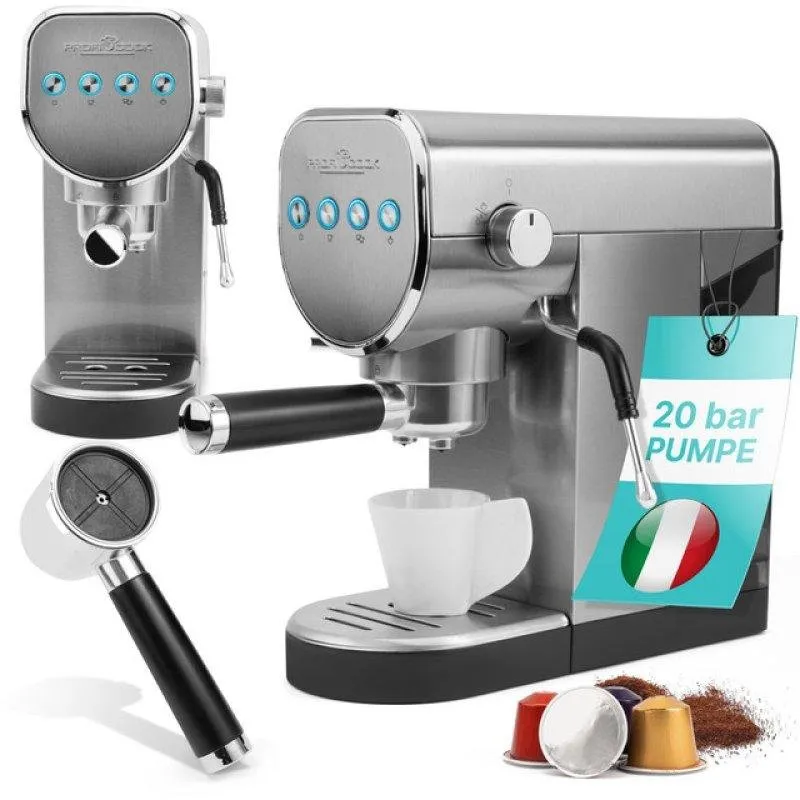 Caffettiera Espresso ProfiCook PC-ES-KA 1265 1L 20 bar Inox capsule - immagine 1