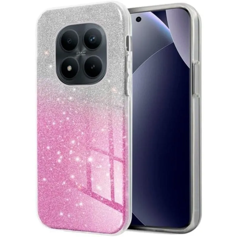 Funda per smartphone Cool Glitter Bicolor Plastica Rosa Antiurto per Xiaomi Redmi Note 15 Pro Plus 5G e Poco M8 Pro 5G - immagine 1