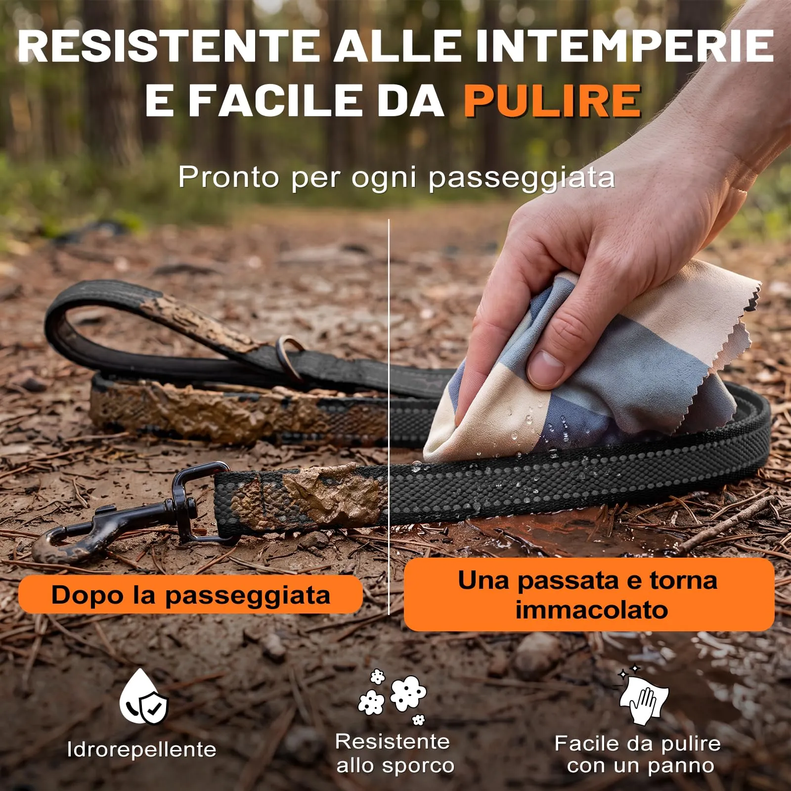 X XBEN Guinzaglio per Cani, 25MM-1,5M Guinzaglio Riflettente Resistente con Manico Imbottito, Guinzaglio Addestramento per per Medi e Grandi, Con Fili di Gomma Morbida, Nero - immagine 2