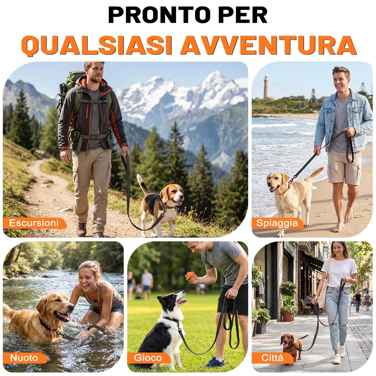 X XBEN Guinzaglio per Cani, 25MM-1,5M Guinzaglio Riflettente Resistente con Manico Imbottito, Guinzaglio Addestramento per per Medi e Grandi, Con Fili di Gomma Morbida, Nero - immagine 8