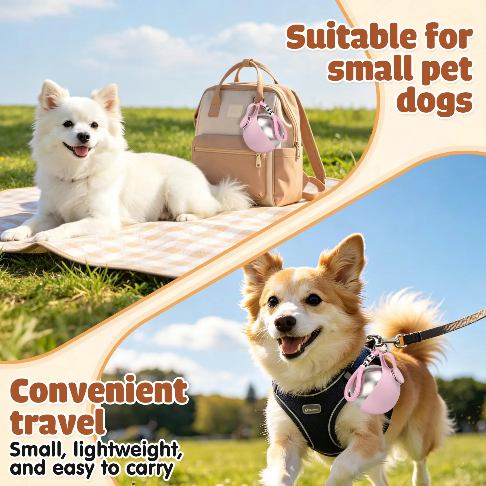 LTFIOON Borraccia per Cani Portatile, 285ml Bottiglia in Acciaio Inox per Cani, Borraccia Anti-perdite con Ciotola Pieghevole in Silicone, Borraccia da Viaggio per Dog per Passeggiate, Viaggi - immagine 5