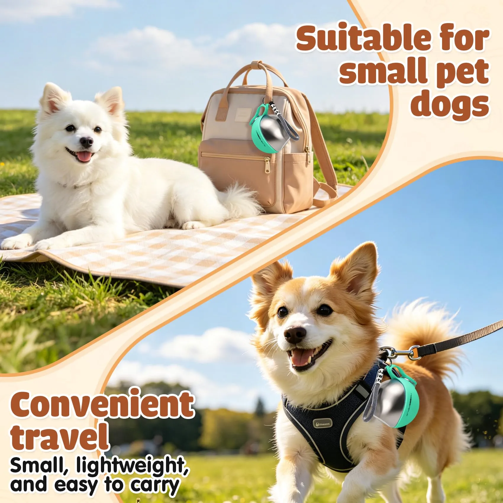 LTFIOON Borraccia per Cani Portatile, 285ml Bottiglia in Acciaio Inox per Cani, Borraccia Anti-perdite con Ciotola Pieghevole in Silicone, Borraccia da Viaggio per Dog per Passeggiate, Viaggi - immagine 5