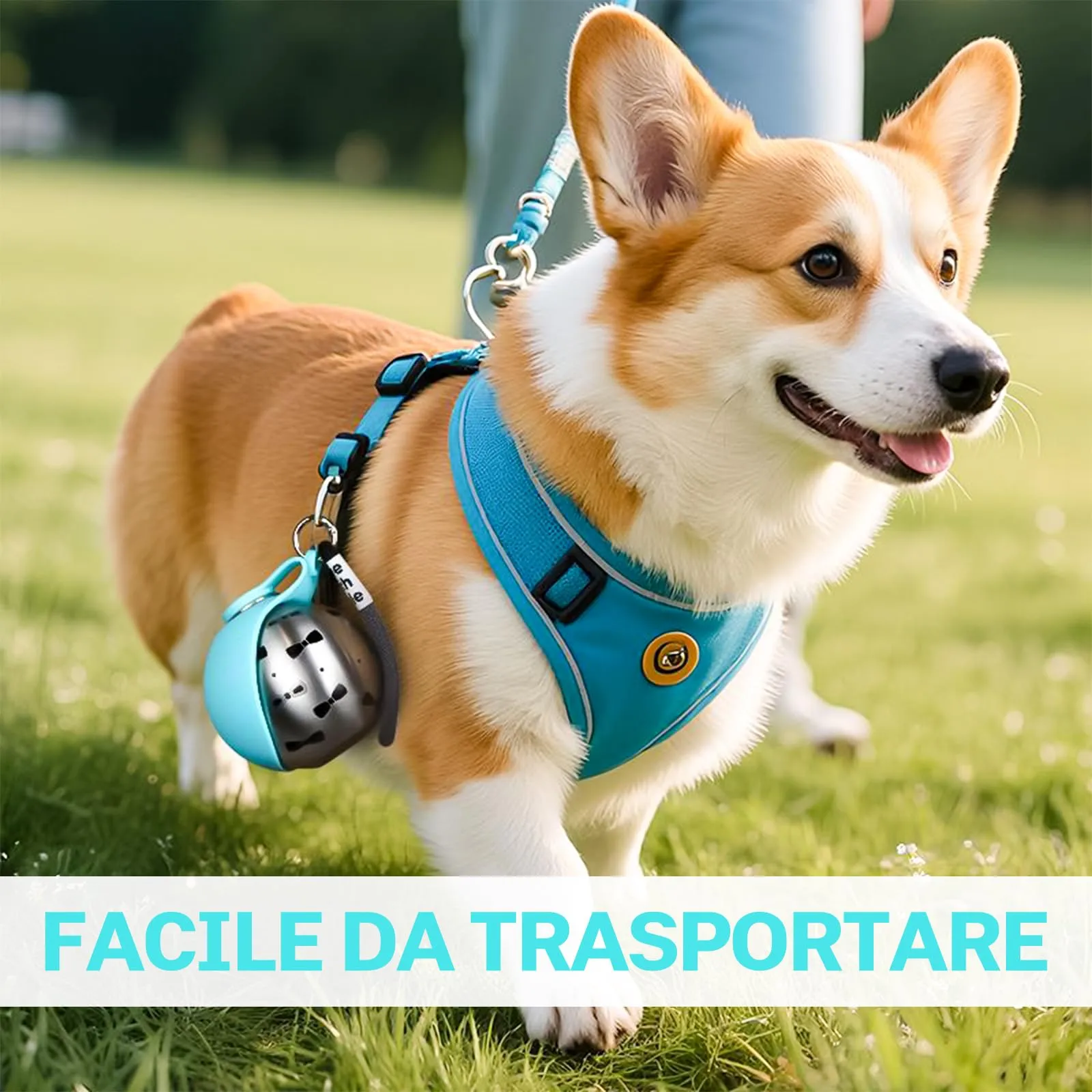 Trywise Borraccia per Cane Portatile - Distributore d'Acqua con Ciotola Pieghevole in Silicone, Anti-Goccia, 285 ml - Ideale per Passeggiate, Viaggi e Escursioni per Cani e Gatti (blu) - immagine 6