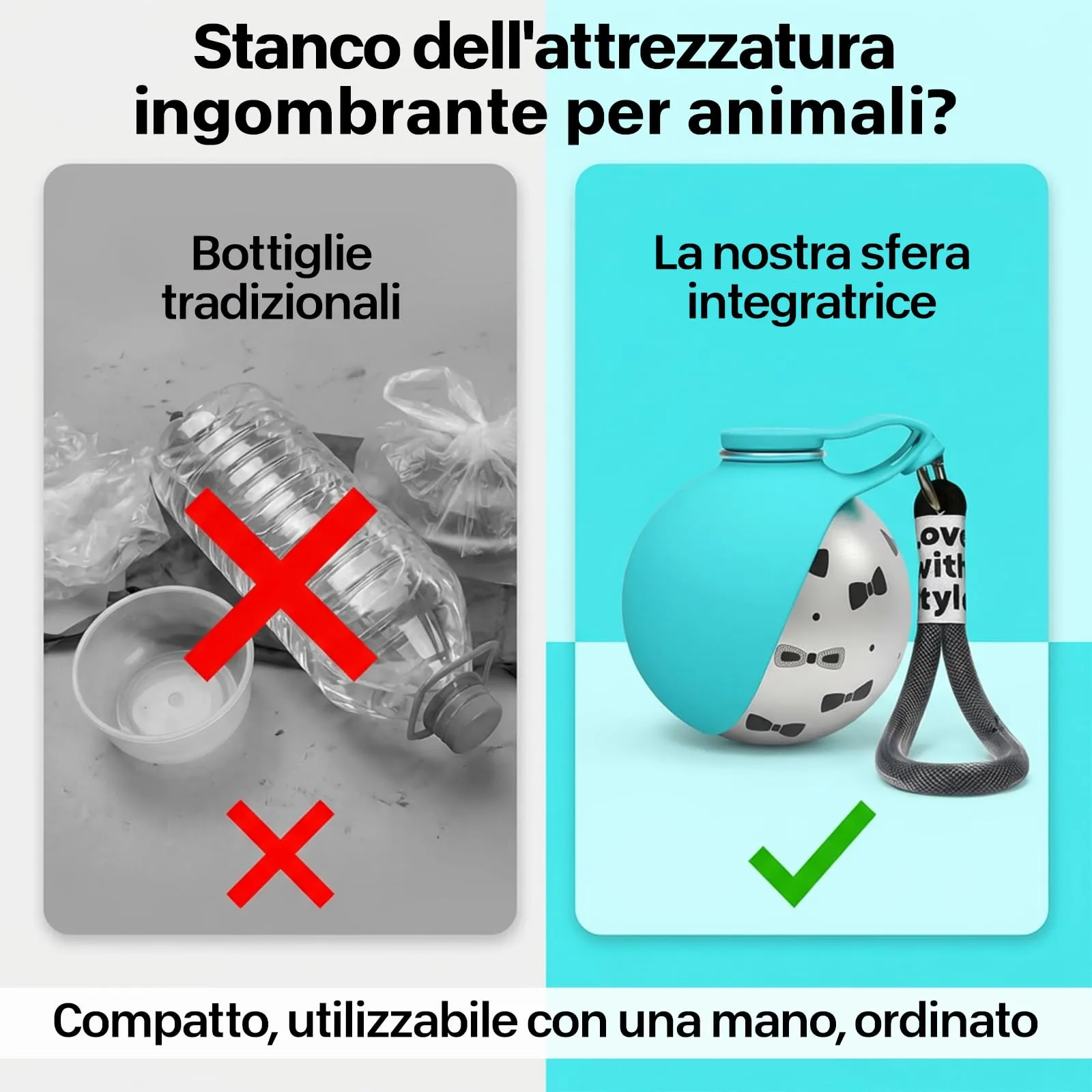 Trywise Borraccia per Cane Portatile - Distributore d'Acqua con Ciotola Pieghevole in Silicone, Anti-Goccia, 285 ml - Ideale per Passeggiate, Viaggi e Escursioni per Cani e Gatti (blu) - immagine 7
