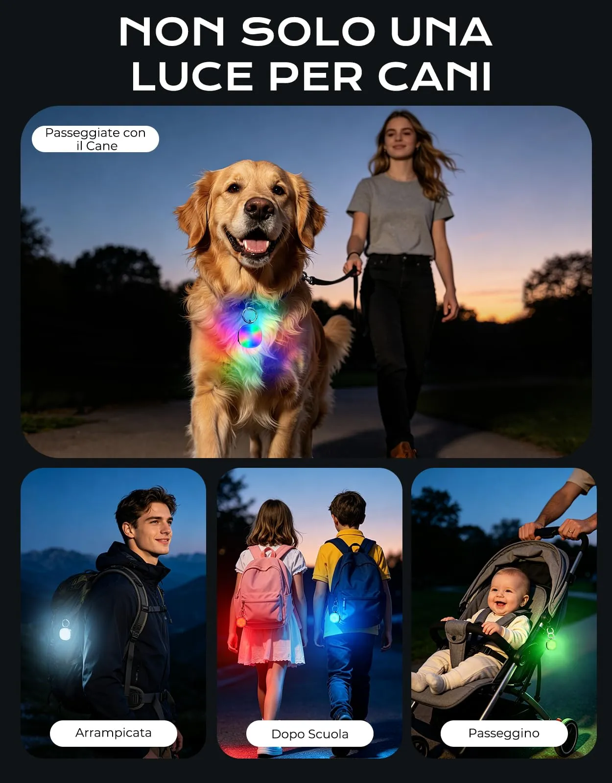 Rolgno 100LM Luci di Sicurezza, Luce Cane per Passeggiate Notturne Zaino - immagine 2