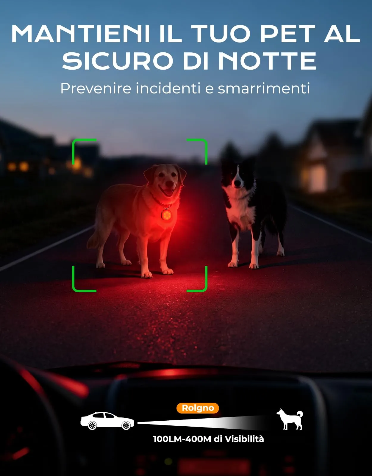 Rolgno 100LM Luci di Sicurezza, Luce Cane per Passeggiate Notturne Zaino - immagine 3