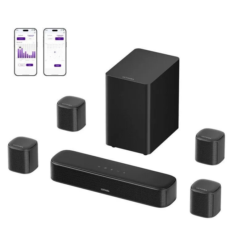 Barra Sound Ultimea Aura S4T 7.1 Canali Bluetooth Subwoofer SurroundX Nera - immagine 1
