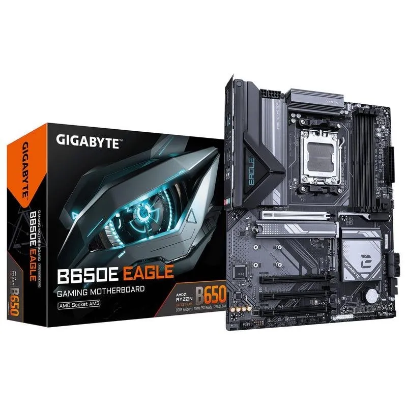 Schede Madri GIGABYTE B650E EAGLE B650 Socket AM5 DDR5 ATX PCIe 5.0 2.5GbE RGB - immagine 1