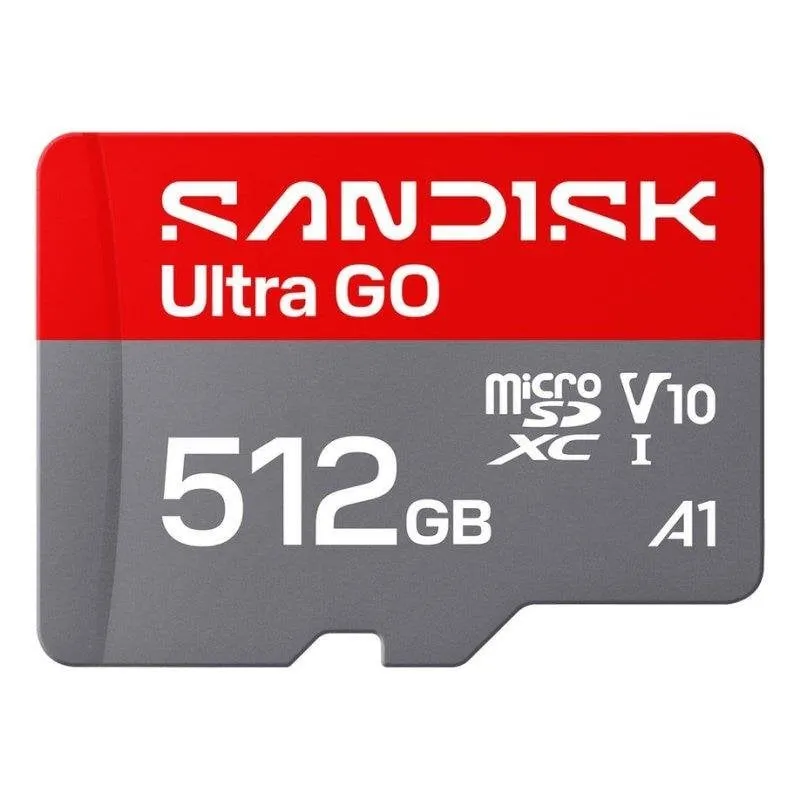 Scheda di memoria SanDisk Ultra GO 512GB microSDXC UHS-I 190MB/s V10 Grigio Rosso - immagine 1