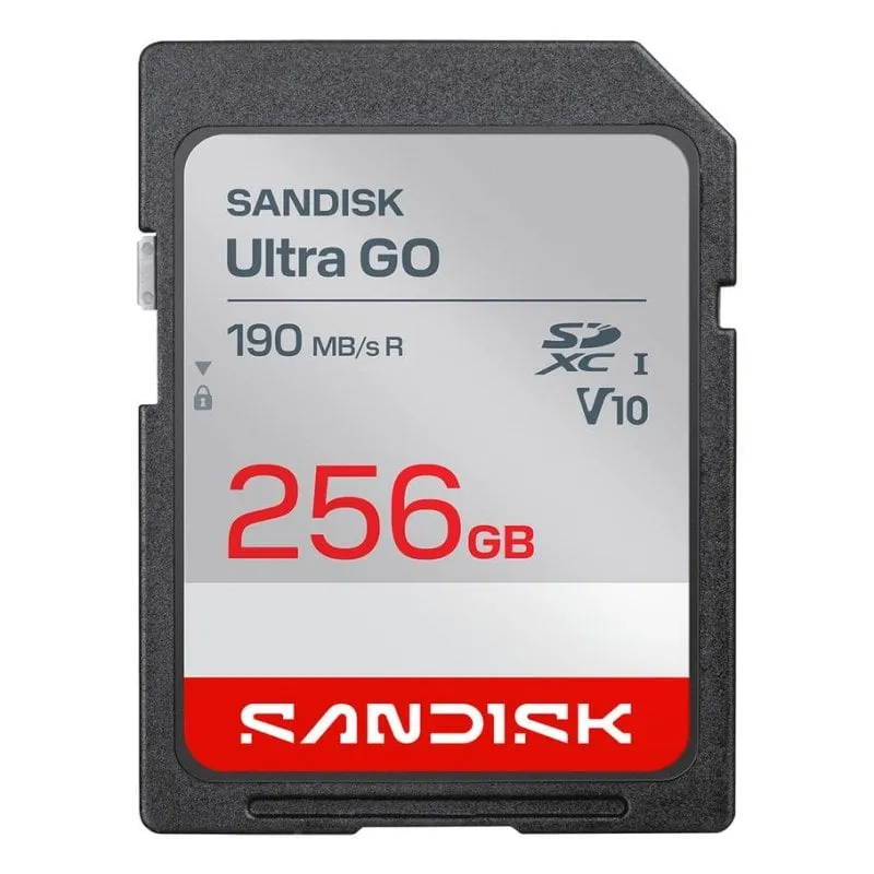 Scheda SD SanDisk Ultra GO 256GB SDXC UHS-I 190MB/s U3 V10 nera - immagine 1