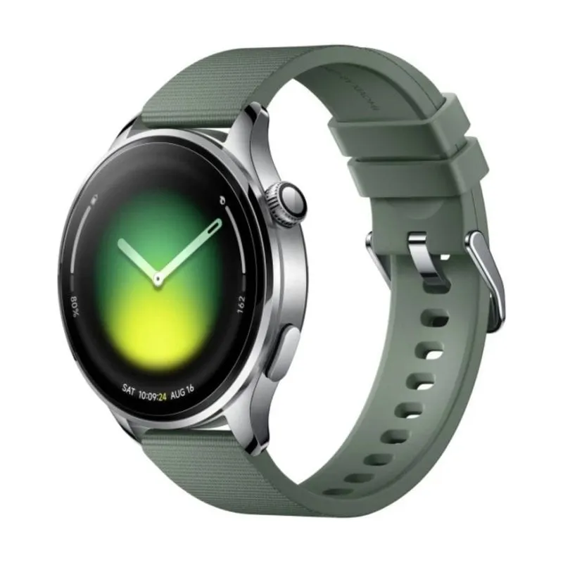 Xiaomi Watch 5 Bluetooth GPS NFC 47mm AMOLED Argento Cinturino Verde M 5ATM SpO2 - immagine 1