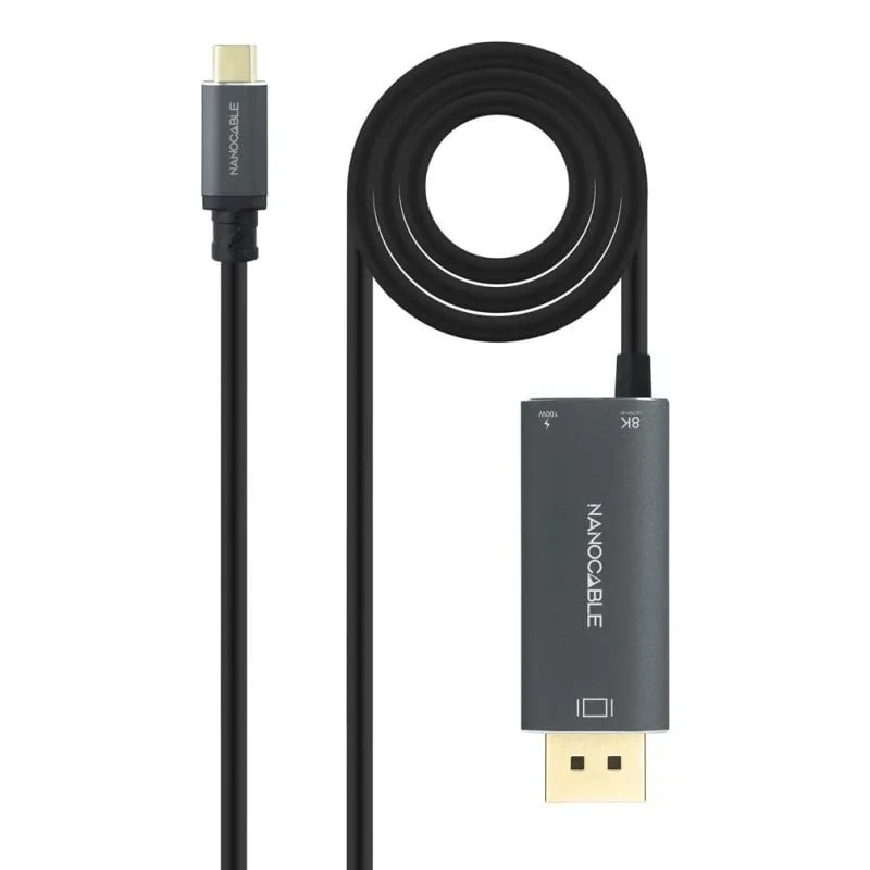 Adattatore Nanocable 10.15.5012 USB-C DisplayPort 1.4 8K PD 100W 1,8m - immagine 1