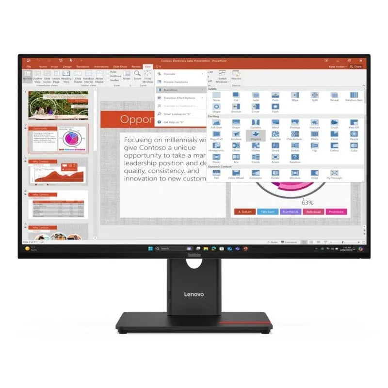 Monitor PC Lenovo ThinkVision T27-40 27" FullHD 120Hz IPS Hub USB Regolazione altezza - immagine 1
