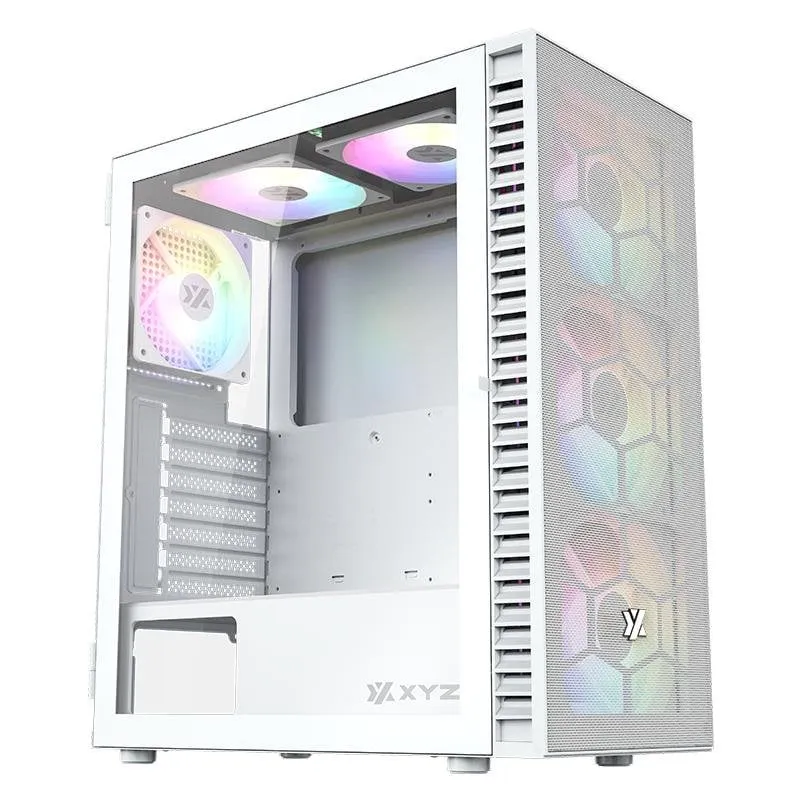 Case xyz AIRONE 100 Mesh 6x Ventole ARGB Vetro Temperato Bianco - immagine 1