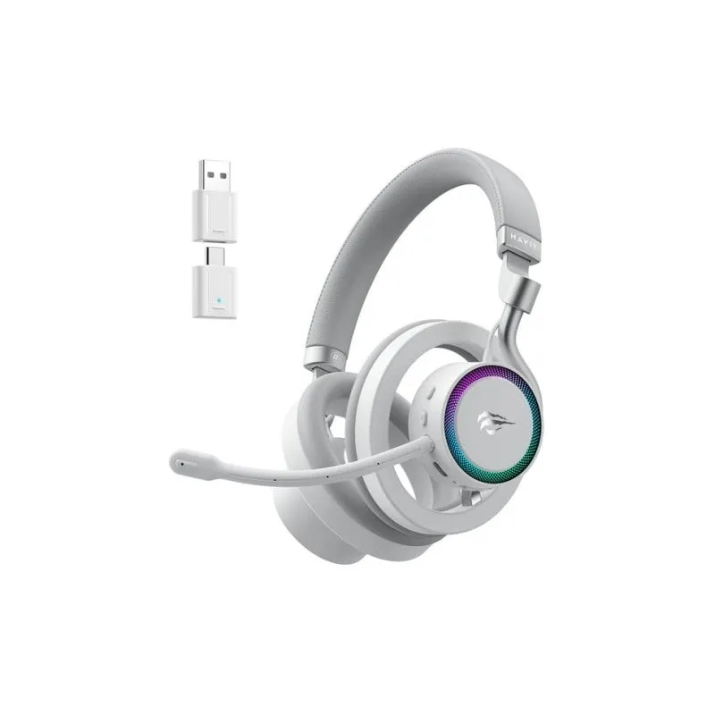 Auricolari Havit Fuxi-H8 wireless e cablati Bluetooth Gaming RGB bianchi - immagine 1