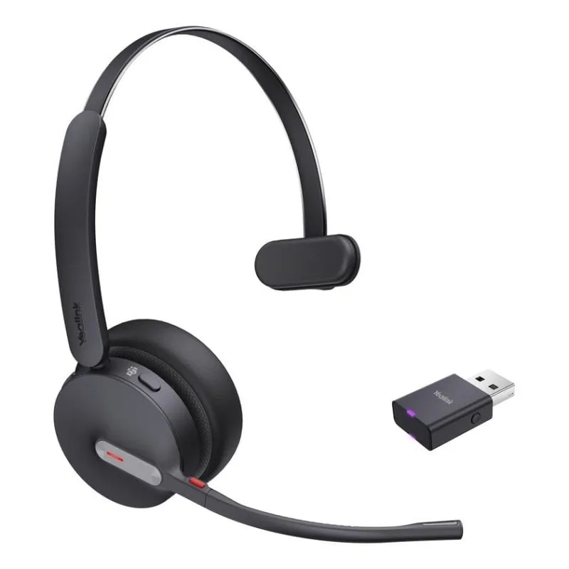 Auricolari Yealink WH64 Hybrid Mono wireless Bluetooth per ufficio Teams neri - immagine 1