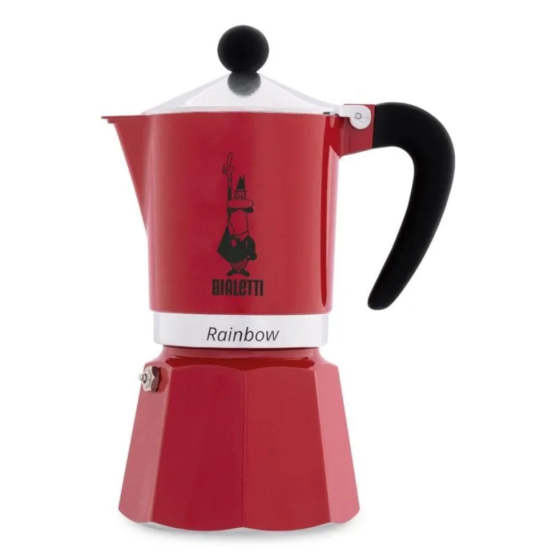 Caffettiera Moka Bialetti Rainbow 3 Tazze Nero Rosso Alluminio - immagine 1