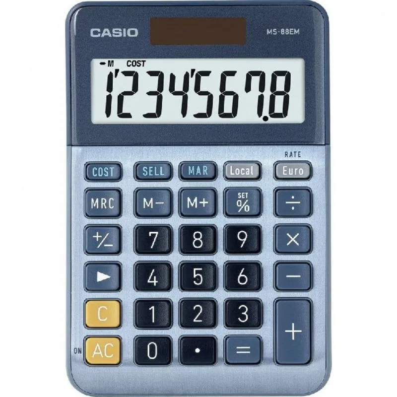 Calcolatrice Casio MS-88EM 8 cifre Batteria Solare Blu - immagine 1