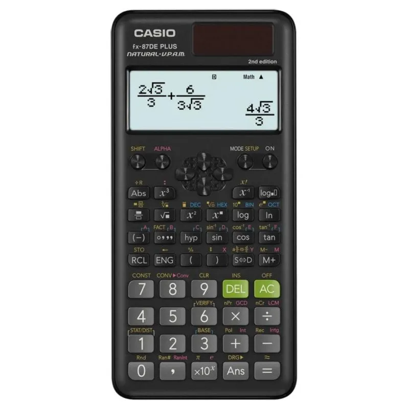 Calcolatrice Casio FX-87DE Plus 2nd edition 12 cifre 10 linee Solare Nero - immagine 1