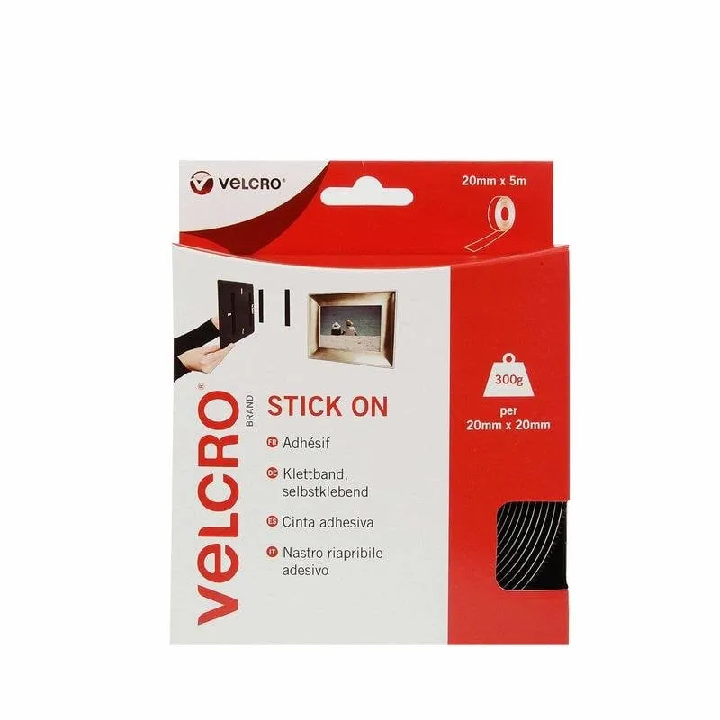 Nastro Velcro Velcro VEL-EC60217 20 mm x 5 m Nero Autoadesivo - immagine 1