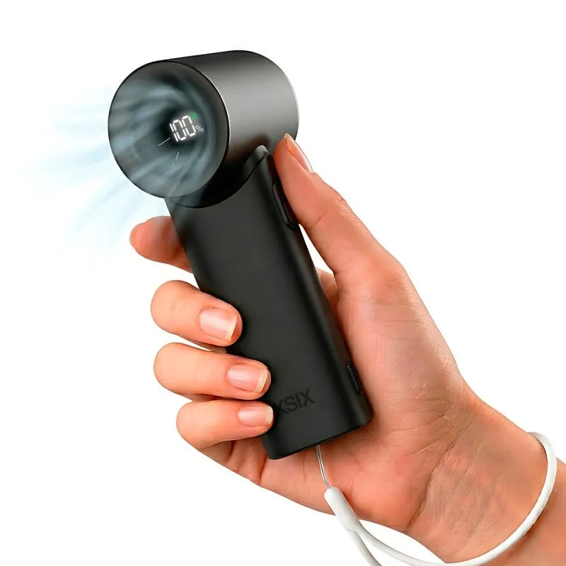 Mini Ventilatore Portatile Ksix Airgo Turbo 5 Velocità Collo LED USB-C 9,0 m/s 17.400 RPM Nero - immagine 1
