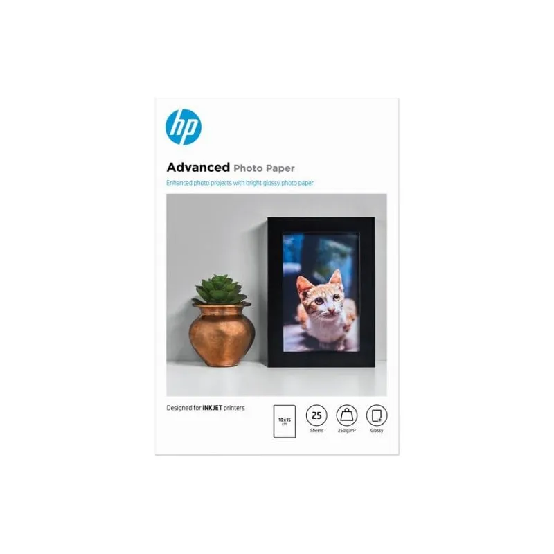 Carta fotografica HP Advanced lucida 250 g/m2 10x15 cm 25 fogli - immagine 1
