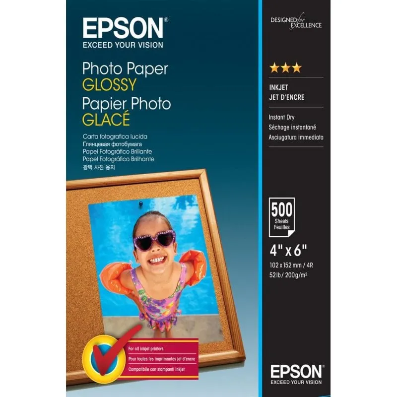 Carta fotografica Epson Photo Paper Glossy 10x15cm 500 fogli lucida - immagine 1