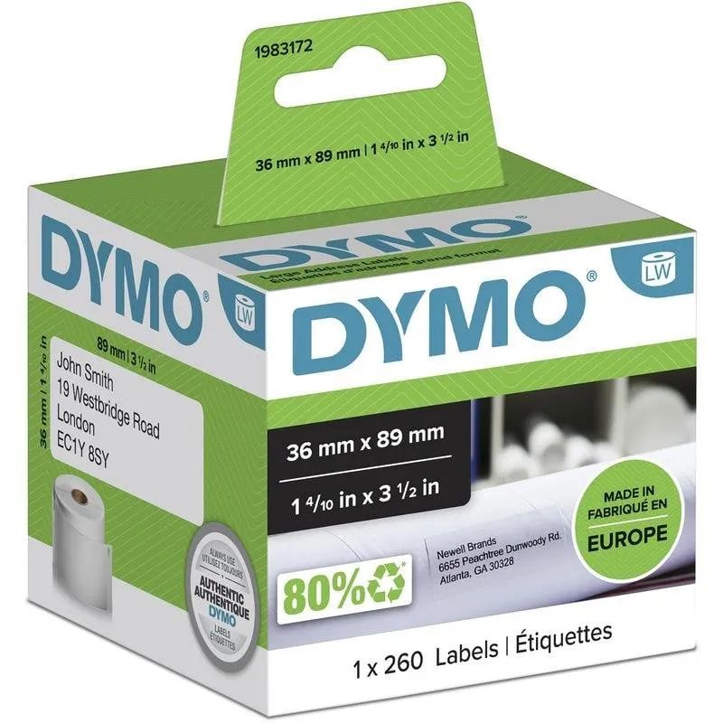 Etichetta Dymo LabelWriter 36x89 mm 260 pezzi bianco permanente - immagine 1