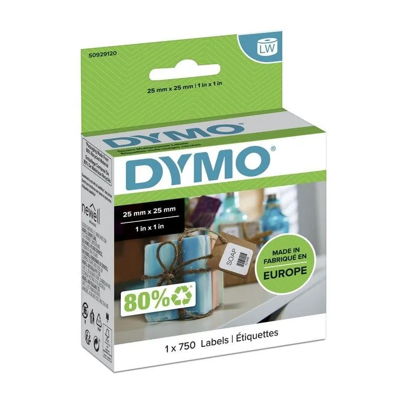 Etichetta Dymo LabelWriter 25x25mm 750 Pezzi Adesiva Carta Bianca - immagine 1
