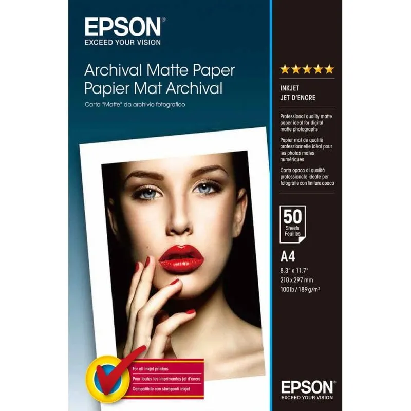 Carta fotografica Epson Archival Matte Paper A4 50 fogli 192 g/m² bianca - immagine 1