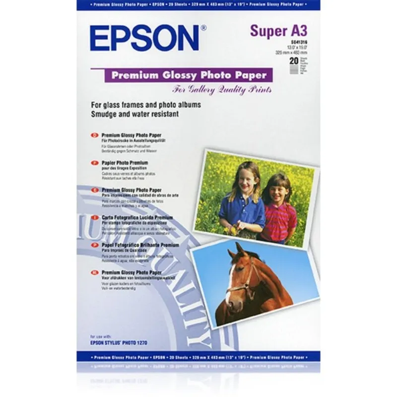 Carta fotografica Epson Premium Glossy A3+ 250 g/m² 20 fogli - immagine 1