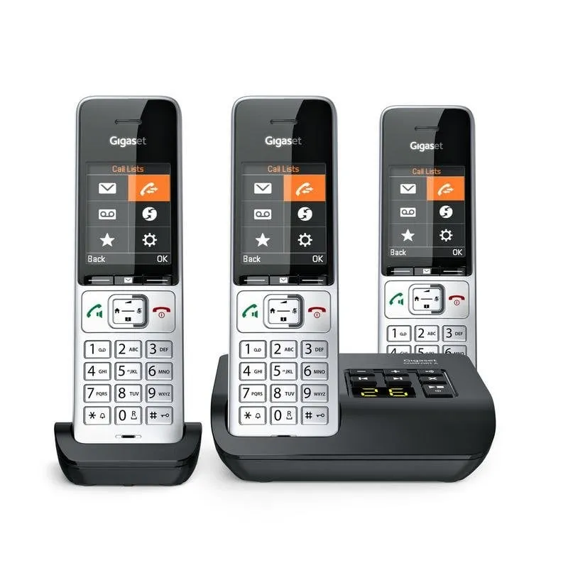 Telefono Gigaset COMFORT 500A Trio Vivavoce 3 Cornette Nero Argento - immagine 1
