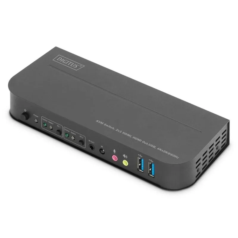 Switch KVM Digitus 2x1 HDMI 4K 60Hz USB Audio Metallo - immagine 1