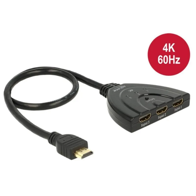 Switch HDMI Delock 18600 3 Ingressi 1 Uscita 4K UHD - immagine 1